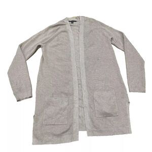 Cyrus Womens Cardigan Knit Sweater Open Front Long Pockets Academia Beige Tan M